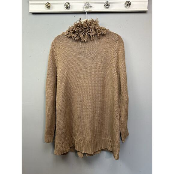 Denim 24/7 Brown Long Sleeve Open Front Cardigan Sweater Womens Medium Fringe‎ - Picture 2 of 8